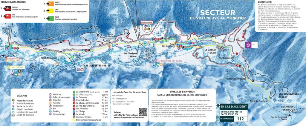 map of cross-country ski trails Serre Chevalier